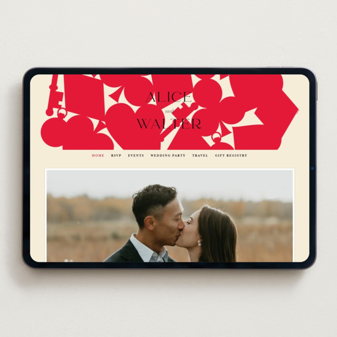 "Pair of Hearts from Disney's Alice In Wonderland" - Wedding Website in Ruby by Baumbirdy - Desktop Design