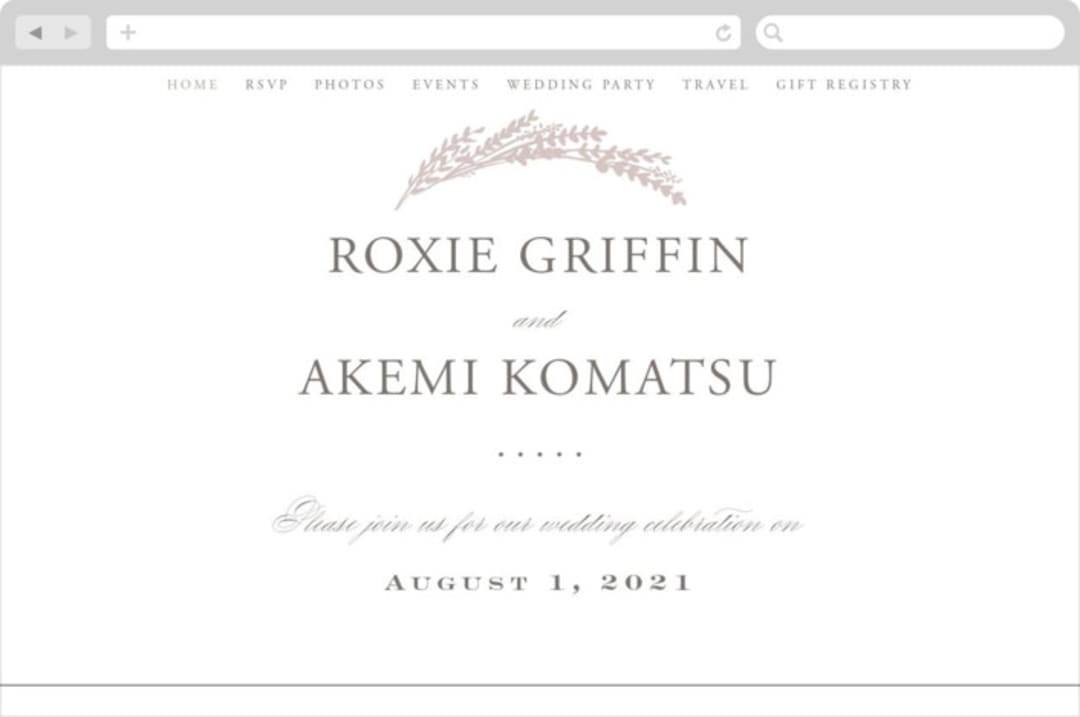 "Arches of Wheat" - Wedding Website in Dove Grey by Hooray Creative - Desktop Design