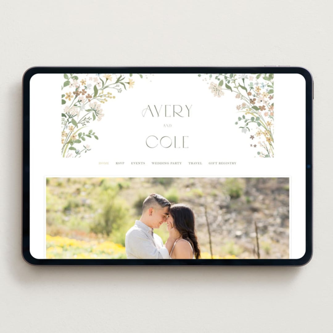 "Avery" - Wedding Website in Lemongrass by Jennifer Wick - Desktop Design