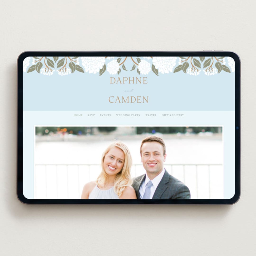 "Hydrangea Garden" - Wedding Website in Sky by Susan Zinader - Desktop Design