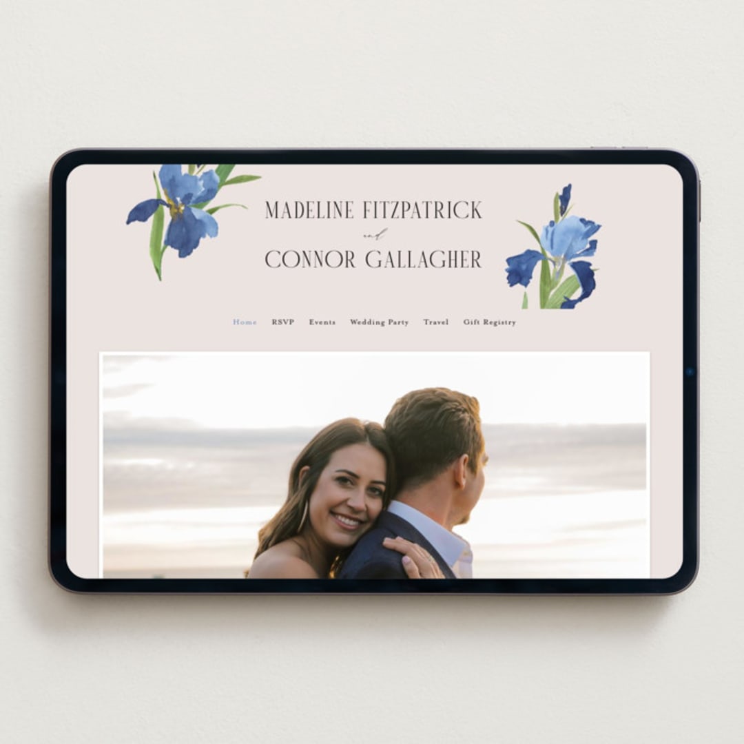 "Irises" - Wedding Website in Natural by Everett Paper Goods - Desktop Design