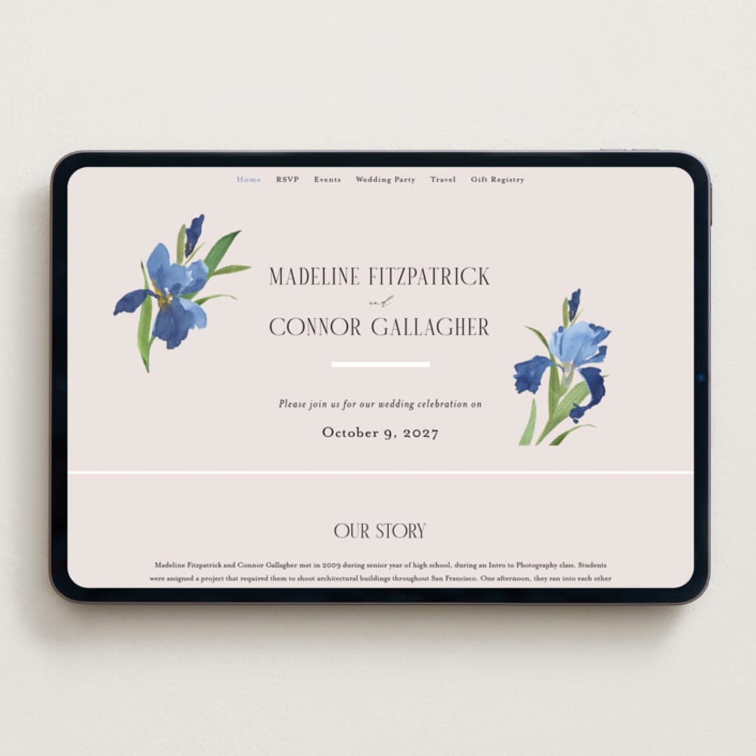 "Irises" - Wedding Website in Natural by Everett Paper Goods - Desktop Design