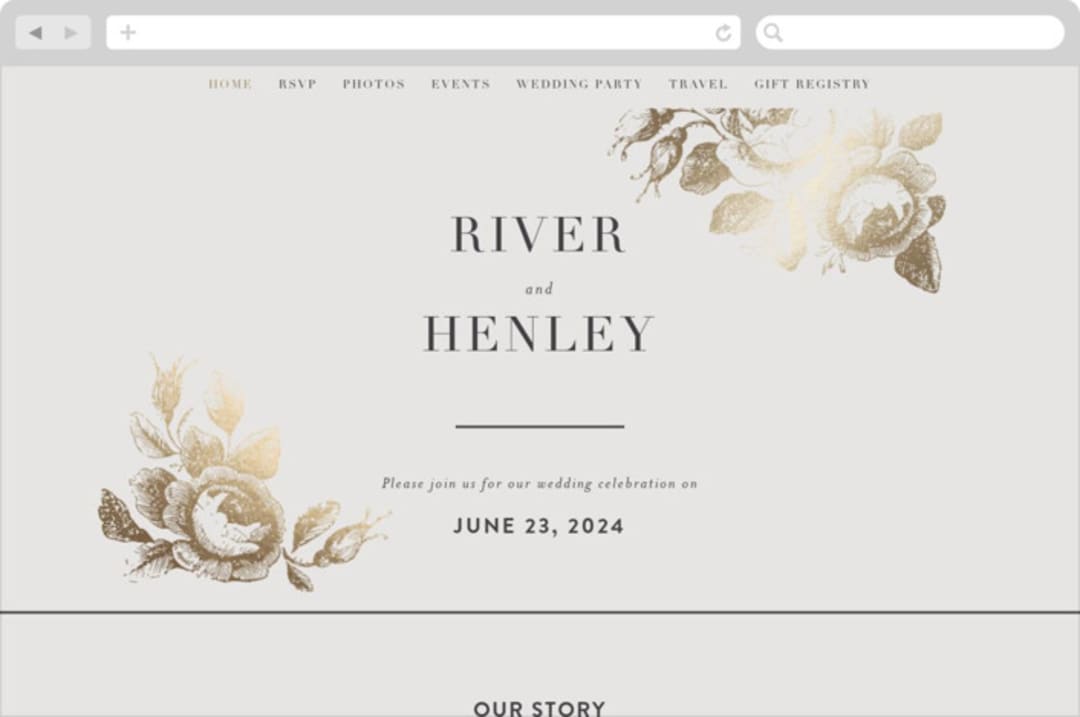 "Beloved" - Wedding Website in Mist by Design Lotus - Desktop Design