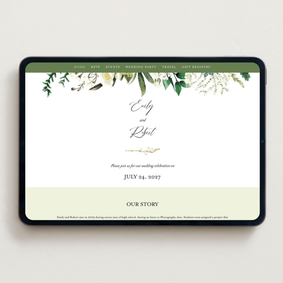 "Fresh Classic" - Wedding Website in Porcelain by Susan Moyal - Desktop Design