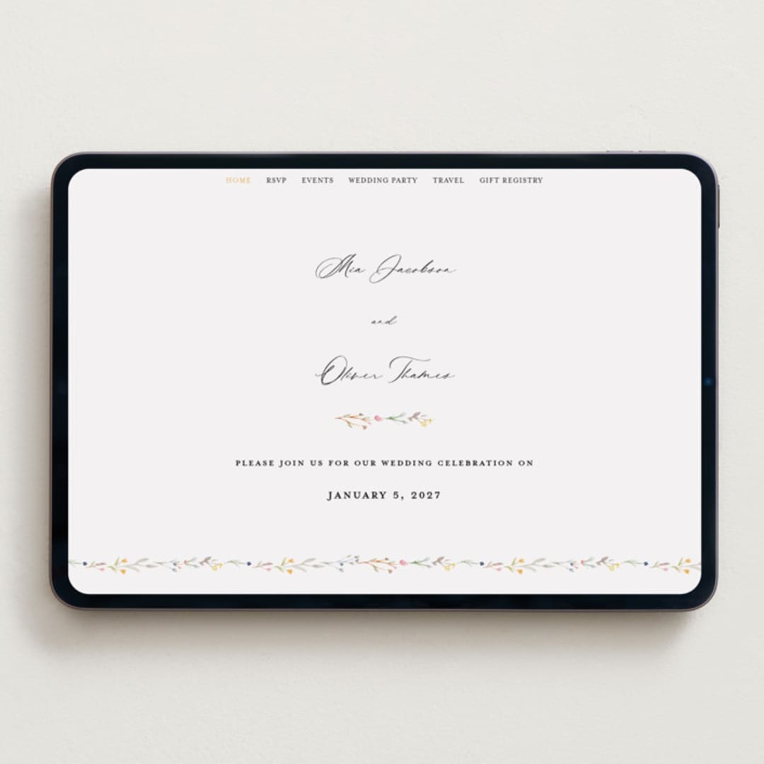 "delicate florals" - Wedding Website in Snow by Lori Wemple - Desktop Design