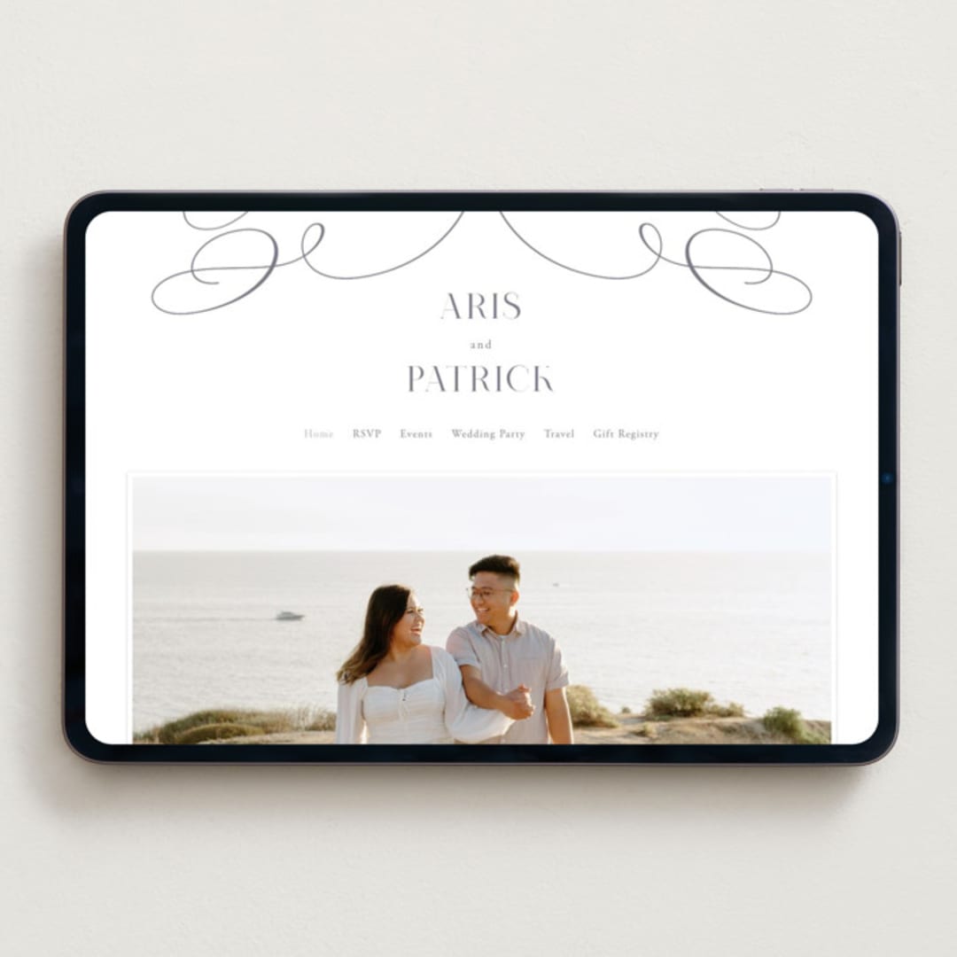 "Regal" - Wedding Website in Snow by Melinda Denison - Desktop Design