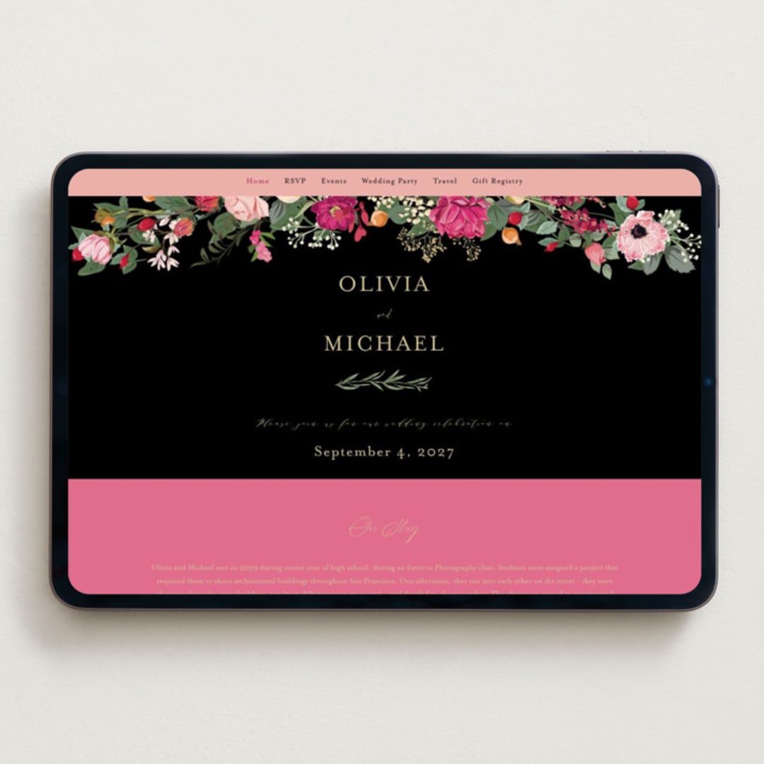"Meadow Love" - Wedding Website in Azalea by Susan Moyal - Desktop Design