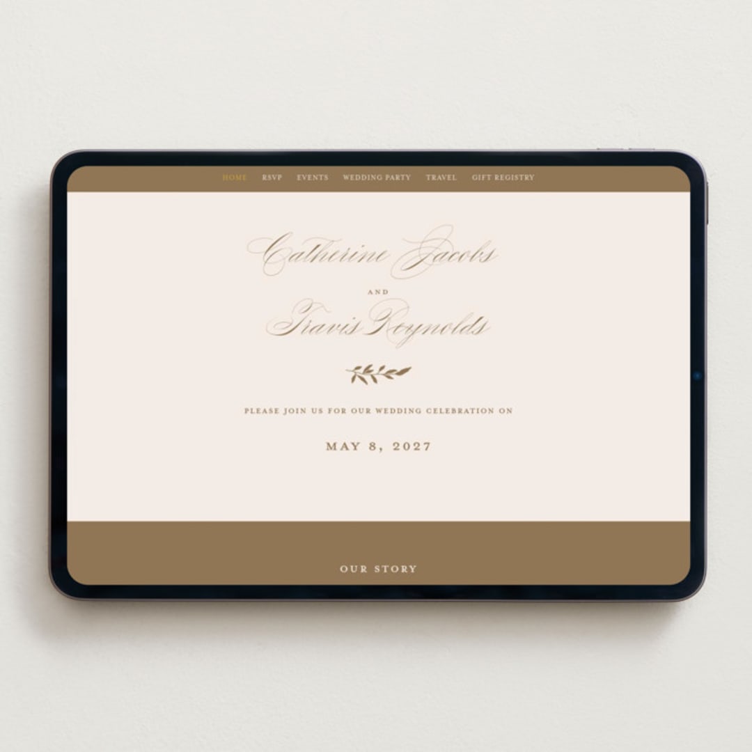 "Classically Elegant" - Wedding Website in Linen by Brandy Folse - Desktop Design