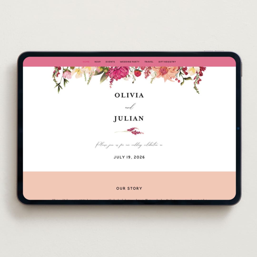 "Lush" - Wedding Website in Magenta by Susan Moyal - Desktop Design