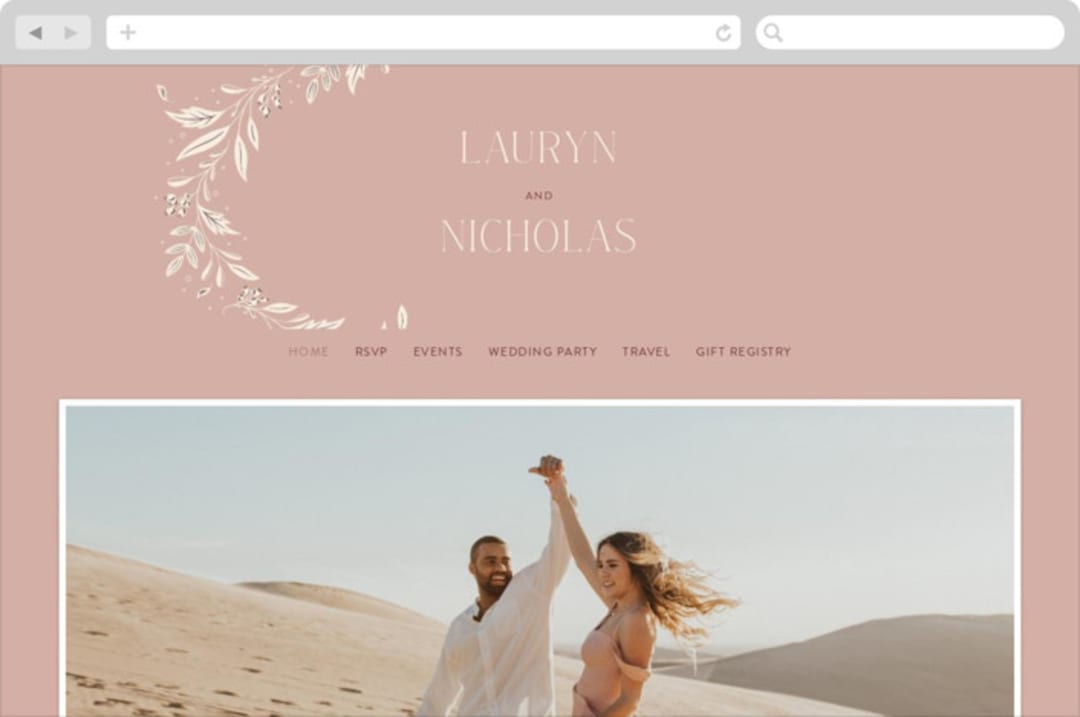 "Moment" - Wedding Website in Rose by Erin German - Desktop Design