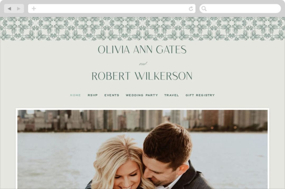 "Chantilly" - Wedding Website in Emerald by Kimberly Morgan - Desktop Design
