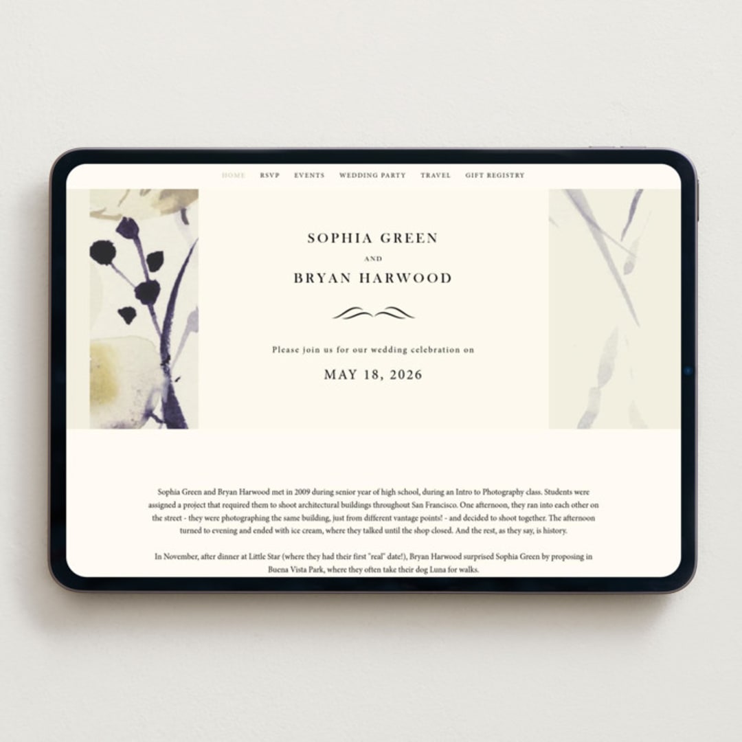 "Linen and Cloth" - Wedding Website in Almond by Peony Rose Design - Desktop Design