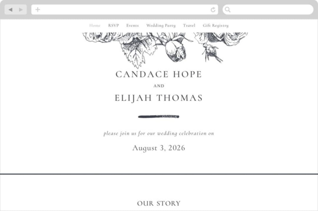 "Delicate" - Wedding Website in Pearl by Emily Sabol Goss - Desktop Design