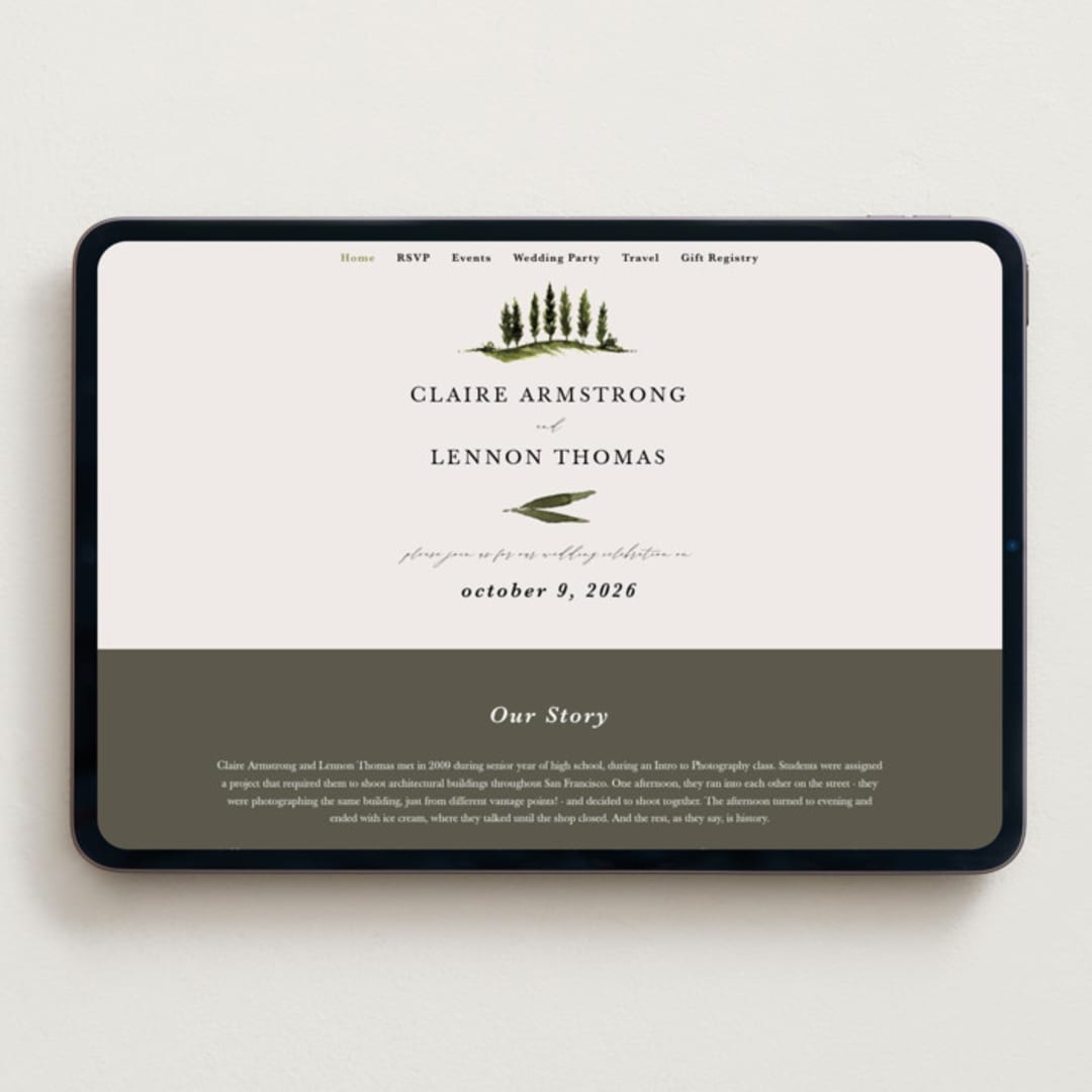 "Tuscan Hill" - Wedding Website in Creme by Kate Ahn - Desktop Design