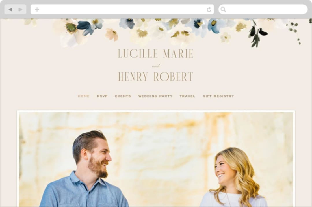 "Swept Away" - Wedding Website in Petal by Leah Bisch - Desktop Design