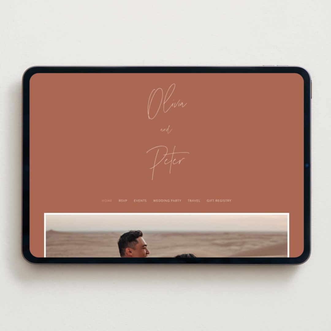 "Signed" - Wedding Website in Terracotta by JoAnn Jinks - Desktop Design