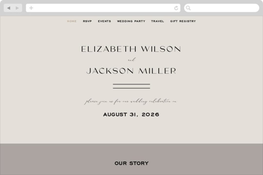 "Wine Label" - Wedding Website in Stone by Owl and Toad - Desktop Design