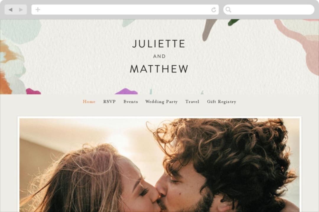 "Abstract Florals" - Wedding Website in Bouquet by Maria Hilas-Louie - Desktop Design
