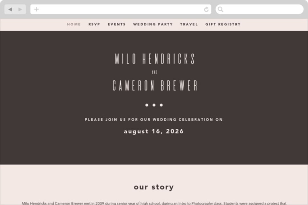 "Film" - Wedding Website in Coffee by JoAnn Jinks - Desktop Design