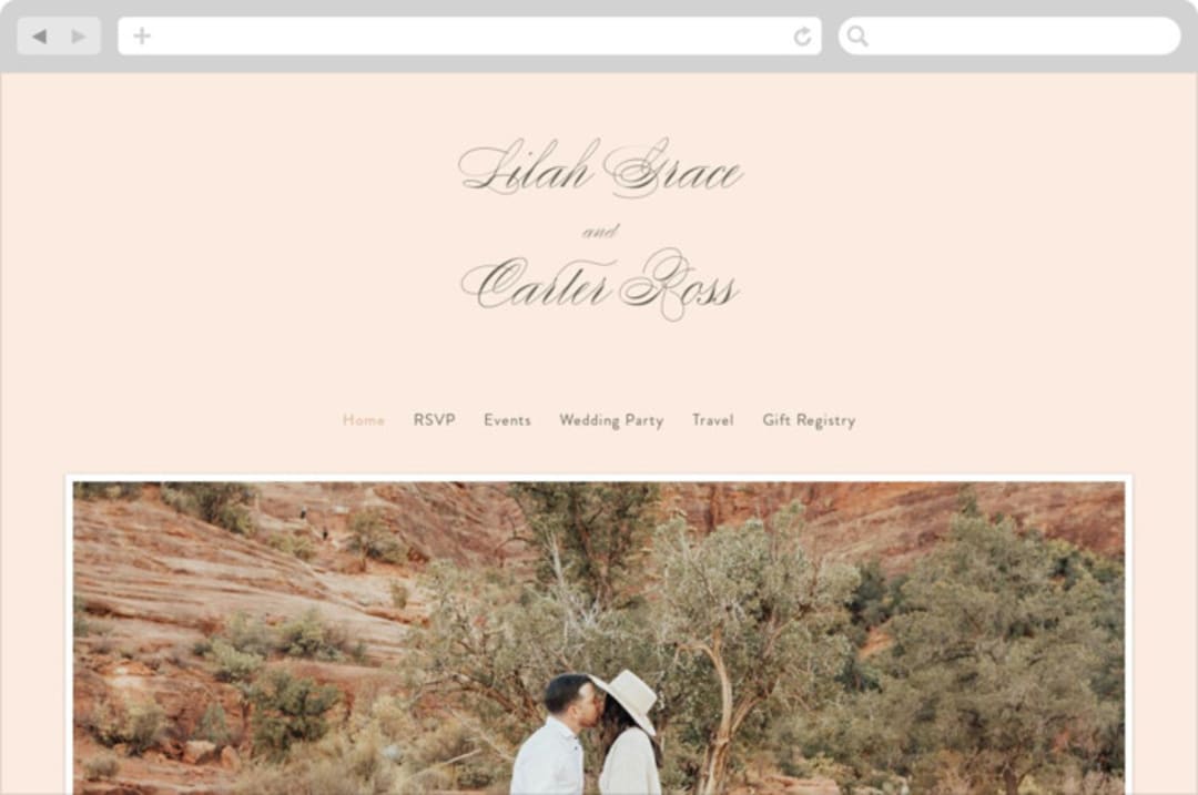 "Classic Lux" - Wedding Website in Blush by Stacey Day - Desktop Design