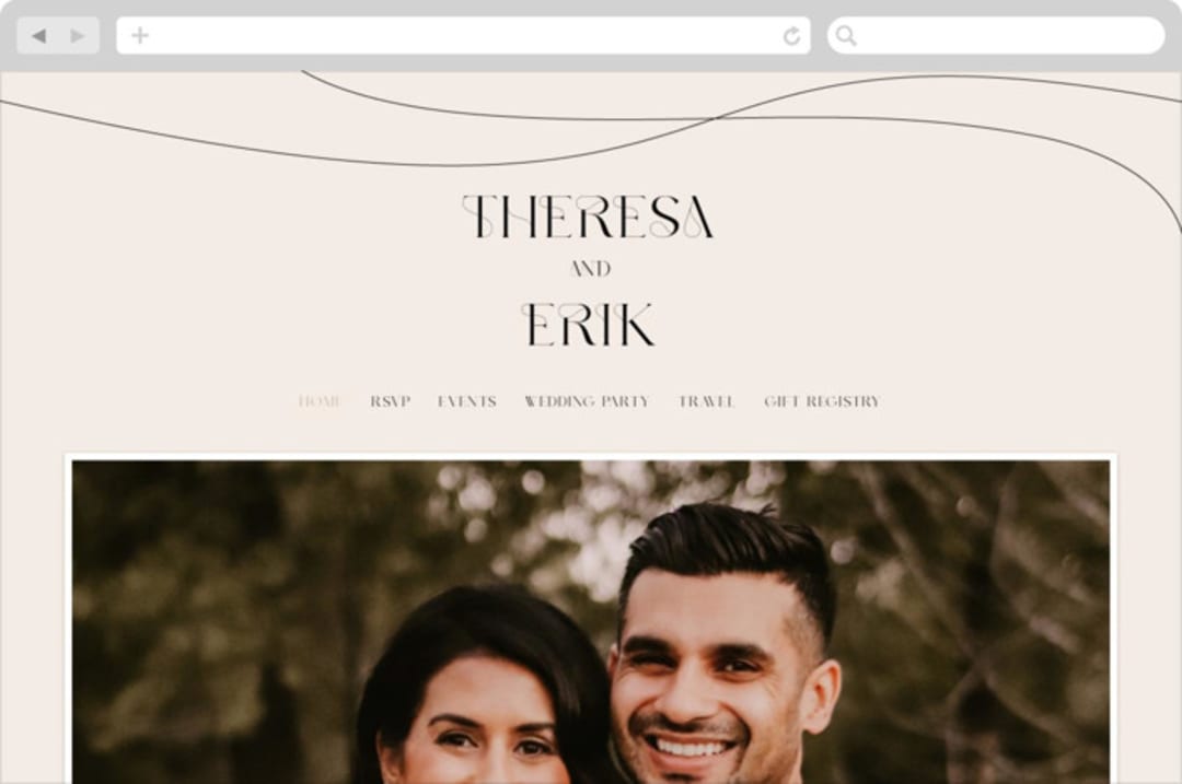 "Engraved" - Wedding Website in Charcoal by Claudia Orengo - Desktop Design