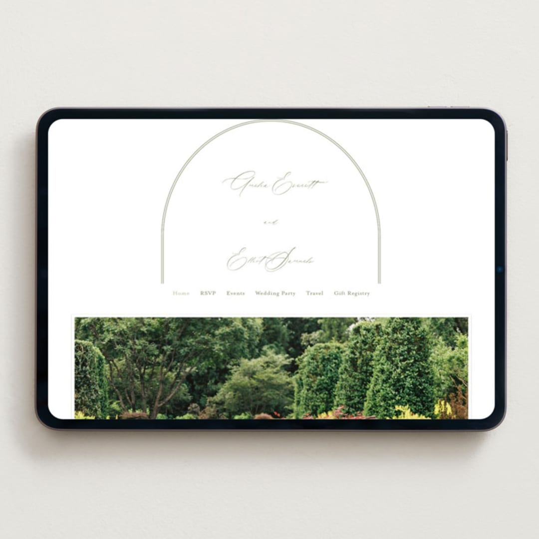 "Amelia" - Wedding Website in Olive by Kristie Kern - Desktop Design
