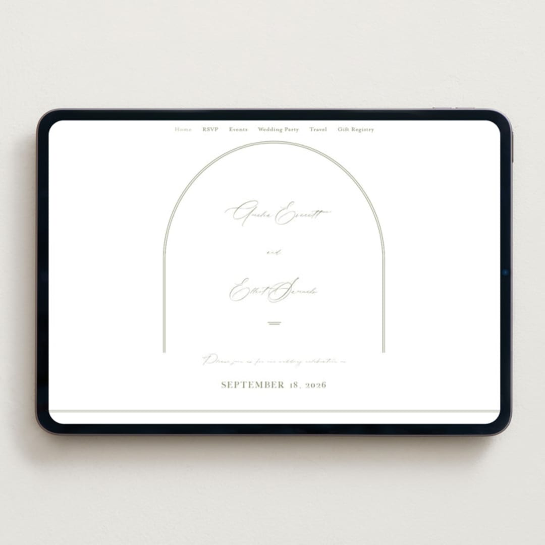 "Amelia" - Wedding Website in Olive by Kristie Kern - Desktop Design