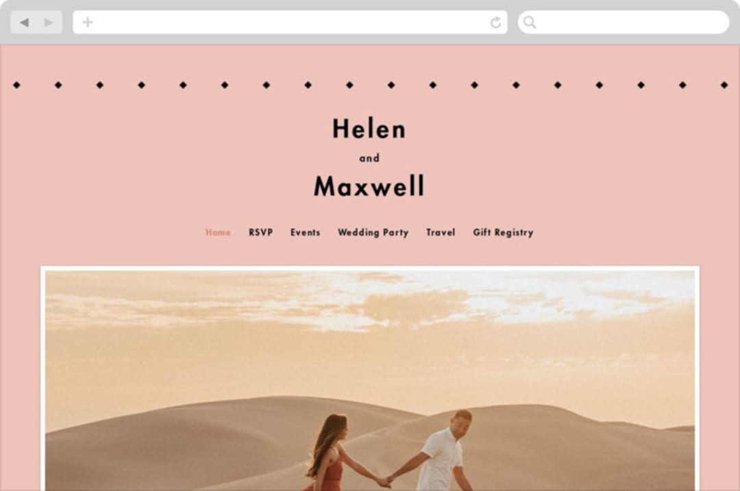 "The Ultimate After Party" - Wedding Website in Blush by Becky Nimoy - Desktop Design