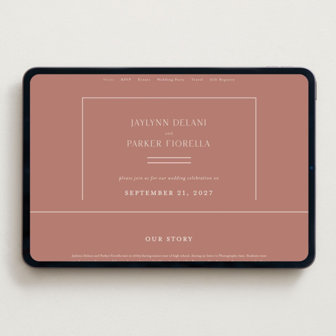 "Warm affection" - Wedding Website in Dusty Rose by Stacey Meacham - Desktop Design