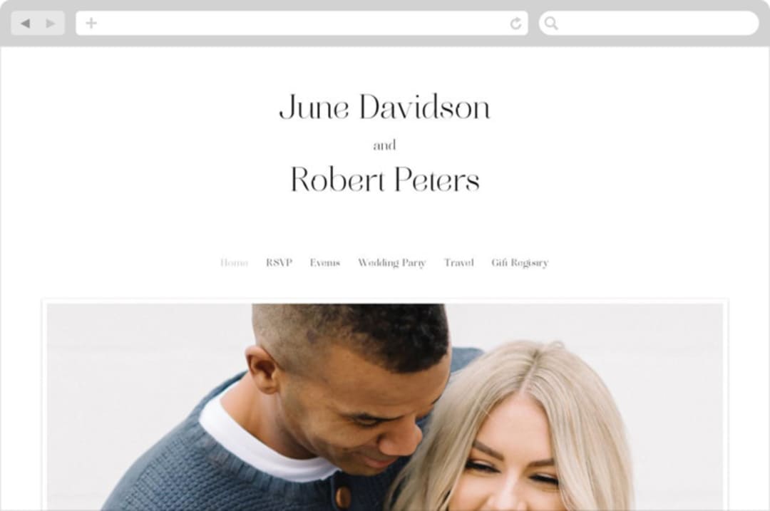 "Aligning" - Wedding Website in Tuxedo by Genna Blackburn - Desktop Design