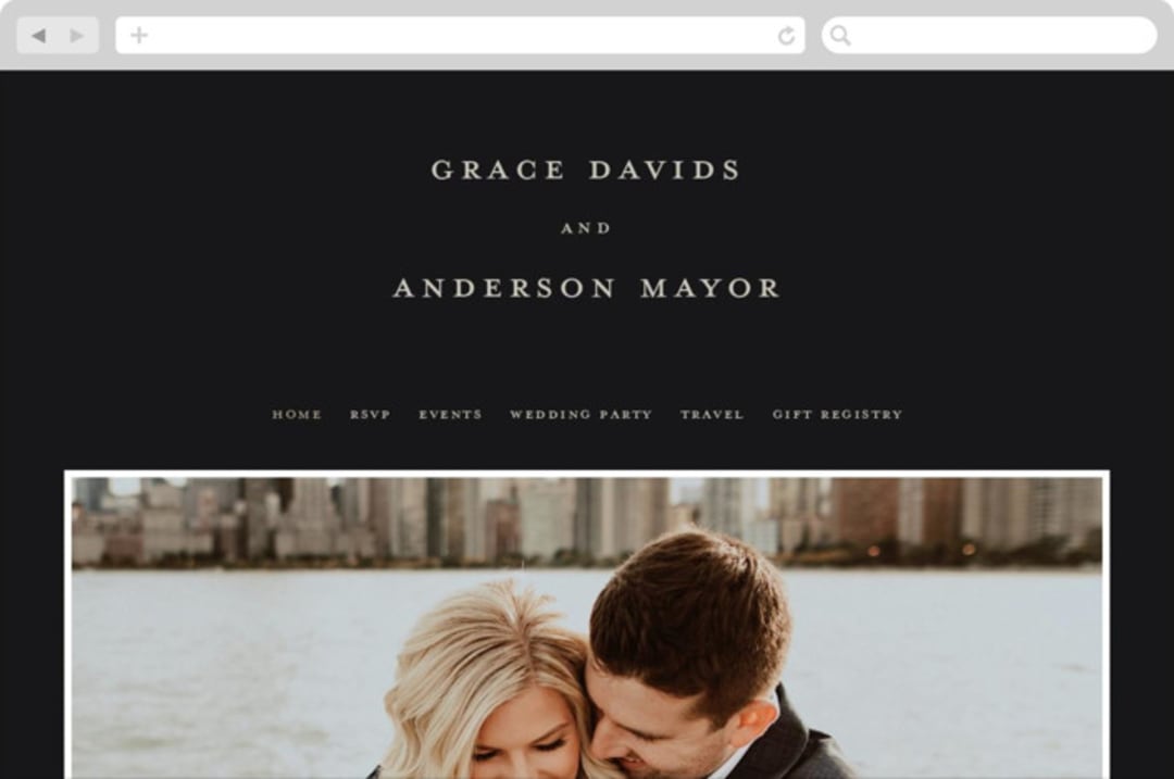 "refined" - Wedding Website in Black Tie by Laura Hamm - Desktop Design