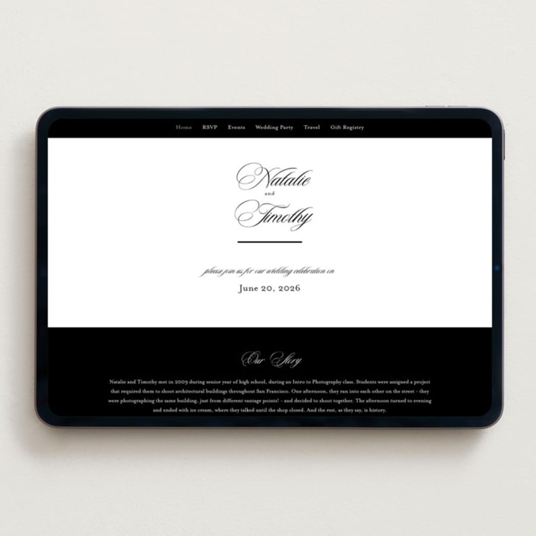 "Sincerity" - Wedding Website in Noir by Kimberly FitzSimons - Desktop Design