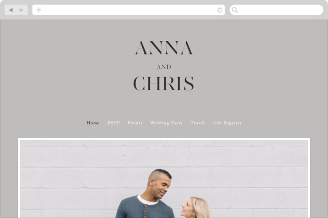 "Show" - Wedding Website in Dove Gray by Up Up Creative - Desktop Design