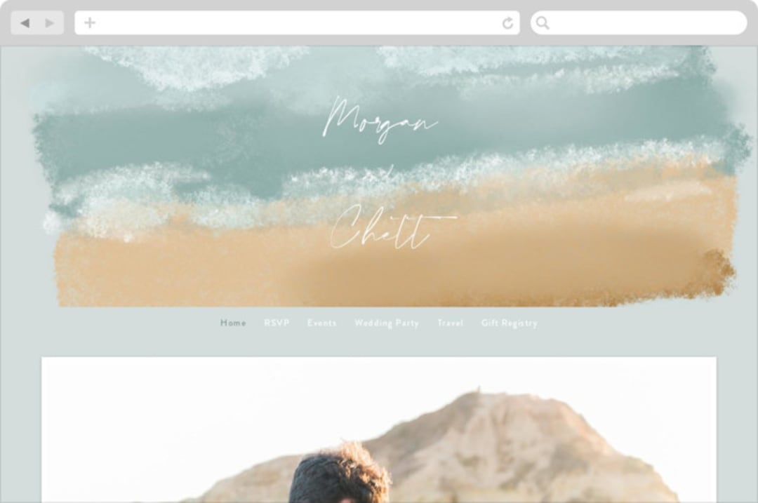 "Seaside" - Wedding Website in Seaglass by Rebecca Durflinger - Desktop Design
