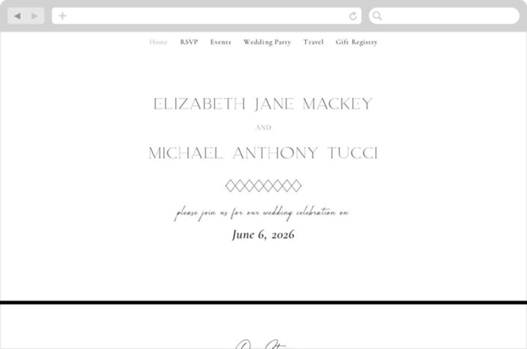 "Symphony" - Wedding Website in Pearl by Jackie Mangiolino - Desktop Design