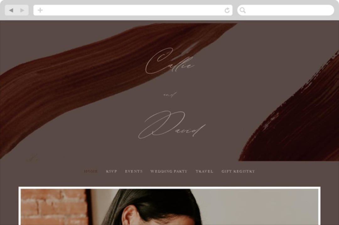 "Garnet" - Wedding Website in Walnut by Olivia Kanaley Inman - Desktop Design