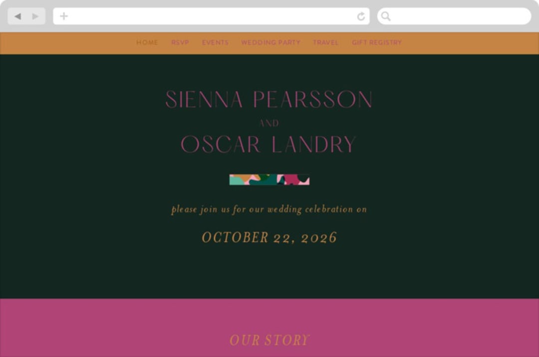 "Miami" - Wedding Website in Bird of Paradise by Ashley DeMeyere - Desktop Design