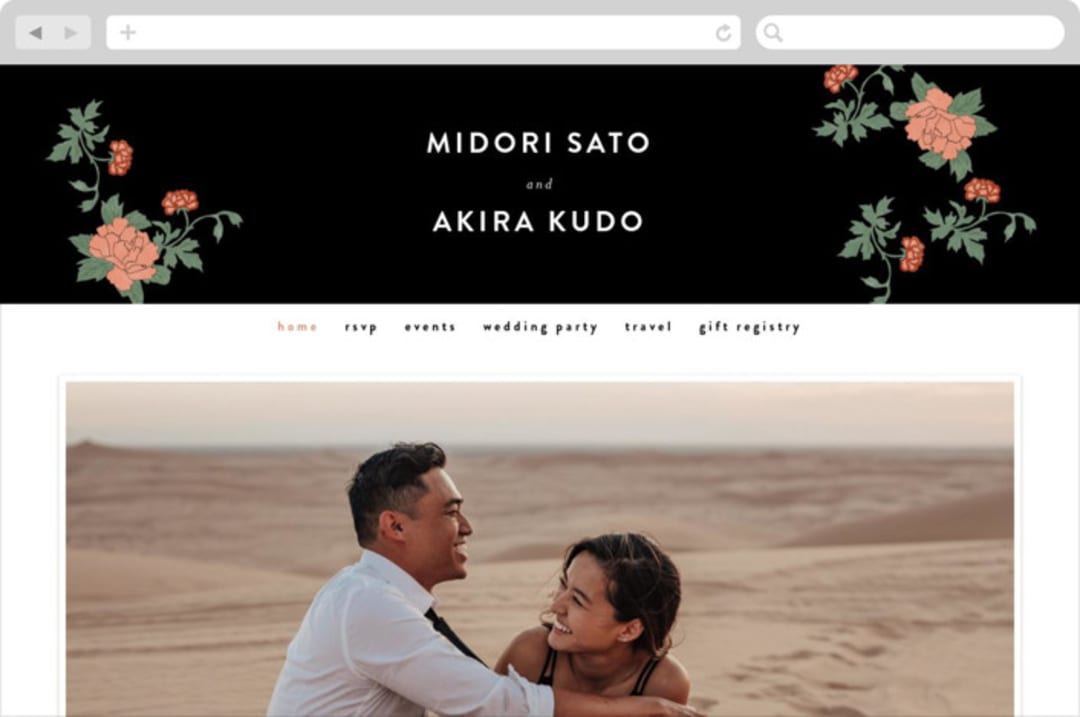 "Kota" - Wedding Website in Onyx by Nazia Hyder - Desktop Design