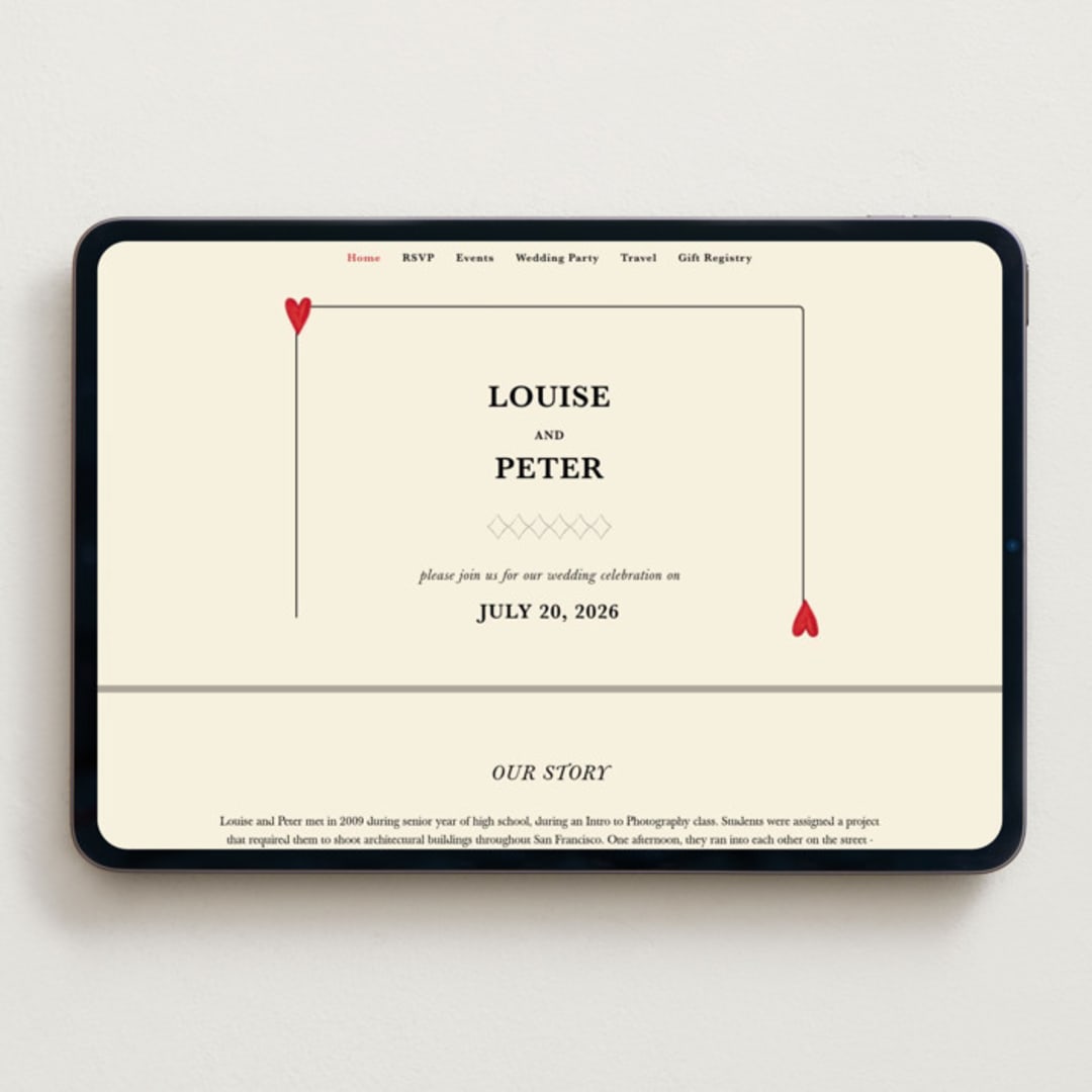 "Red Hearts" - Wedding Website in Champagne by Helena Vitto - Desktop Design