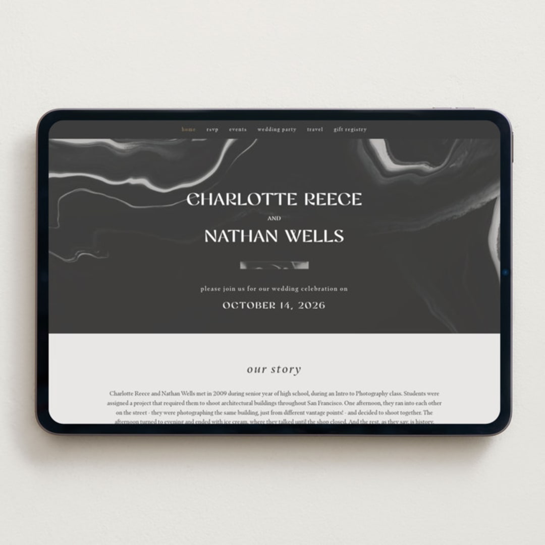 "marbled agate" - Wedding Website in Iron by Kimberley Henze - Desktop Design