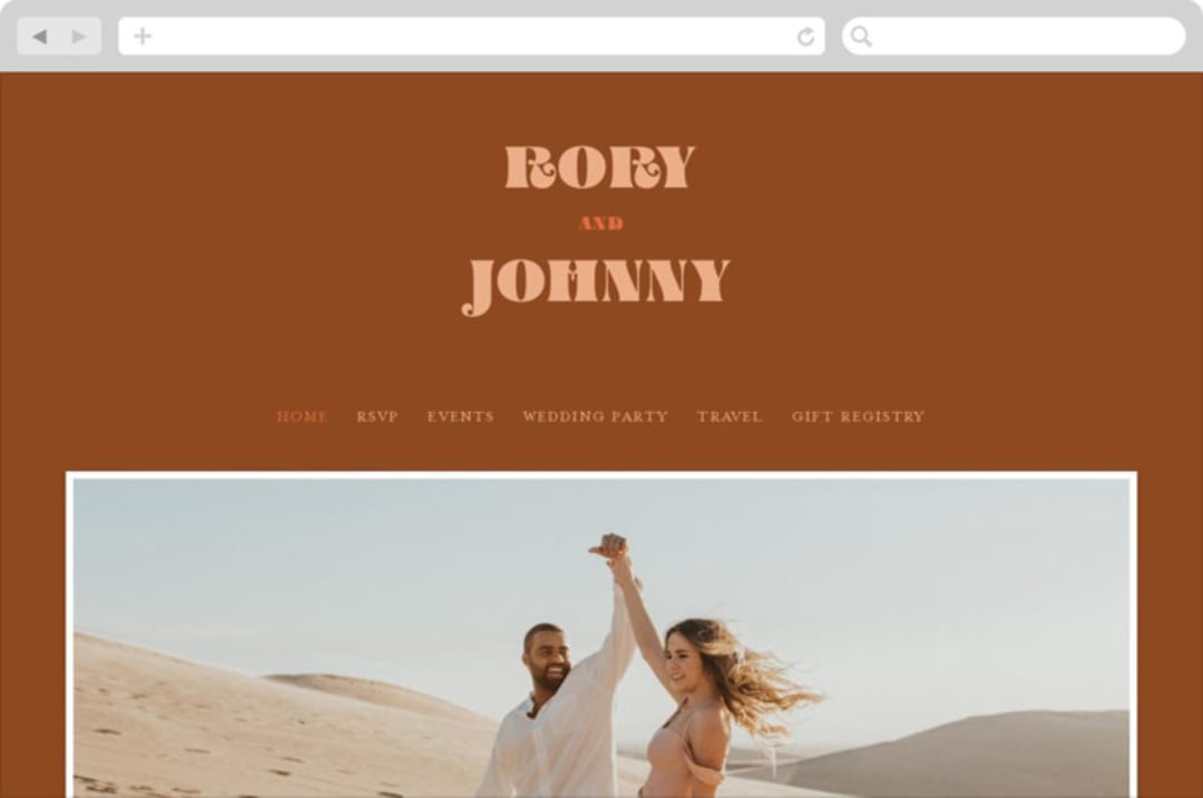 "Rory" - Wedding Website in Rust by Alaina Cherup - Desktop Design