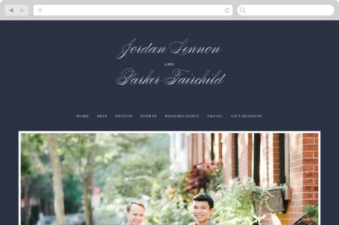 "Flawless" - Wedding Website in Midnight by Kimberly FitzSimons - Desktop Design