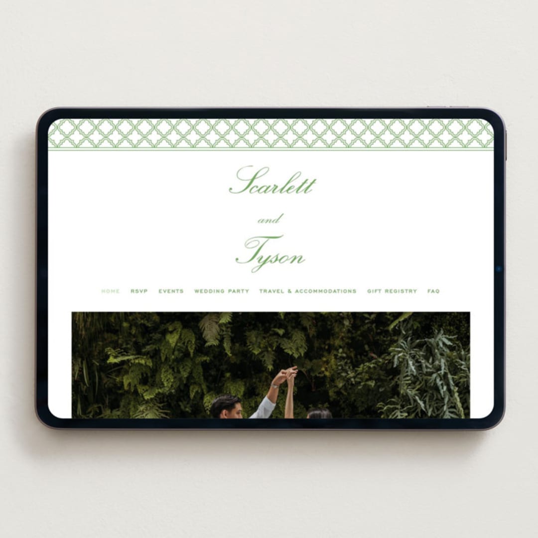 "Garden Trellis" - Wedding Website in Forest by Angela Garrick - Desktop Design