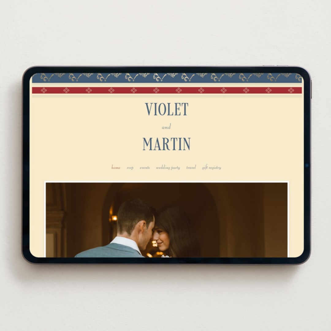 "Woven" - Wedding Website in Navy by Baumbirdy - Desktop Design
