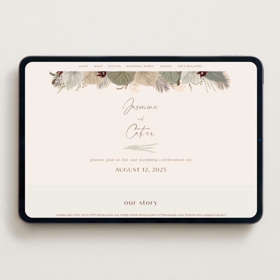 "Jasmine" - Wedding Website in Dusk by Susan Moyal - Desktop Design