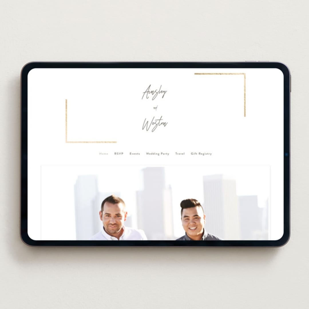 "Balanced" - Wedding Website in Milk White by Robin Ott - Desktop Design