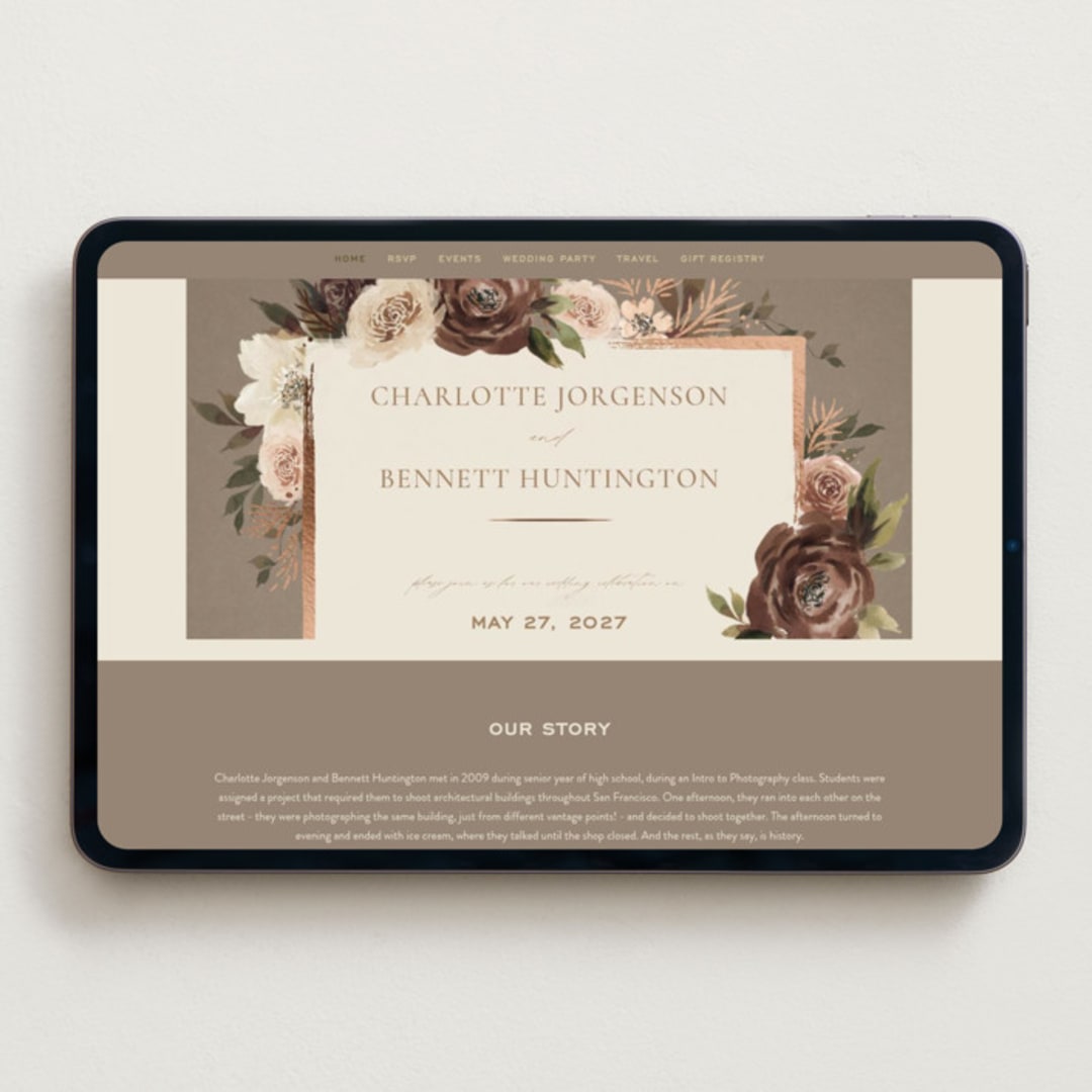 "Romantic Frame" - Wedding Website in Rose by Wildfield Paper Co - Desktop Design
