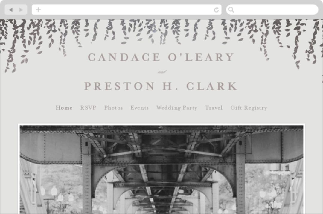 "Cascade" - Wedding Website in Mist by Lori Wemple - Desktop Design
