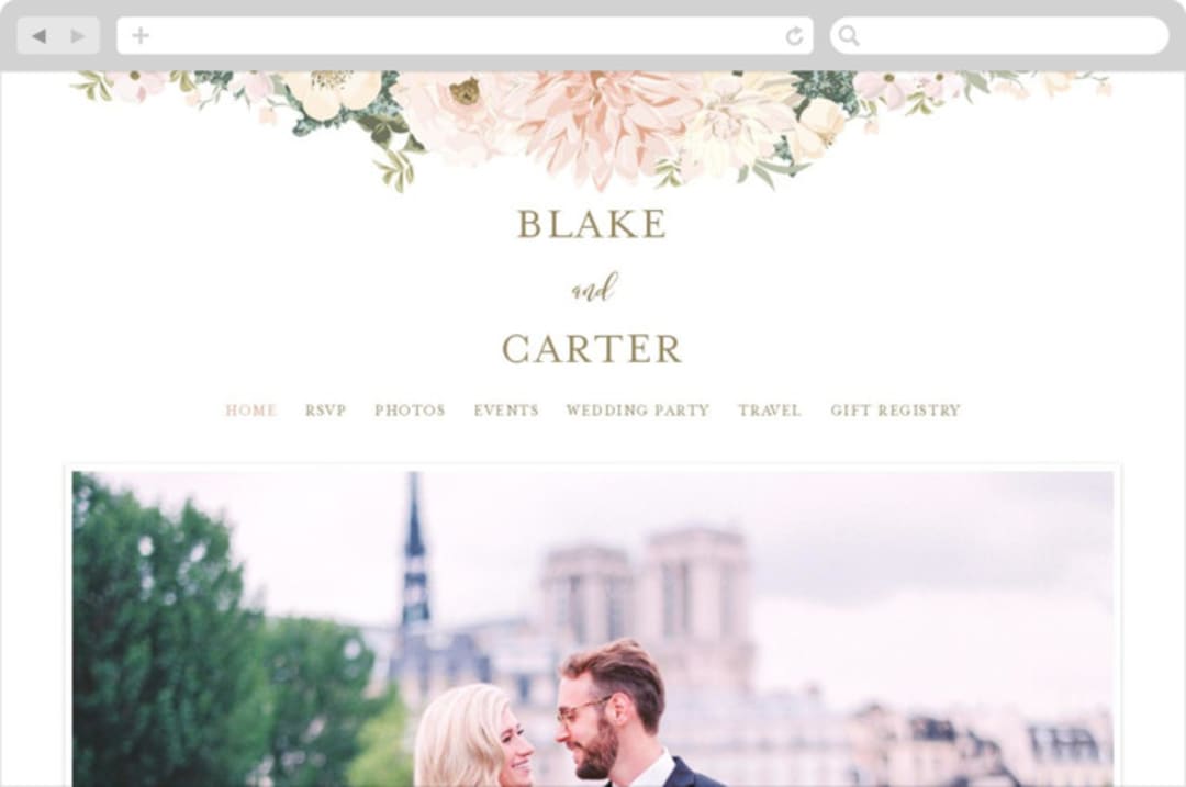 "Garden Wedding" - Wedding Website in Blush by Susan Moyal - Desktop Design