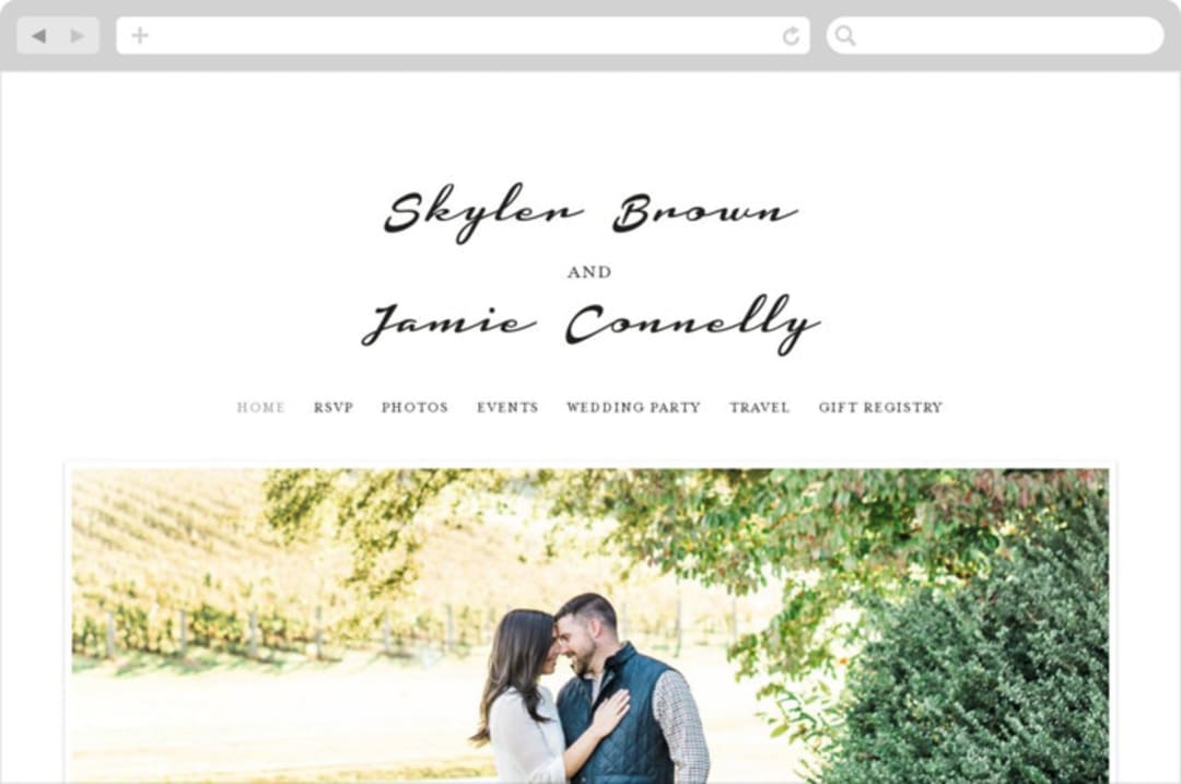 "Dressed in White" - Wedding Website in Cloud by Angela Garrick - Desktop Design